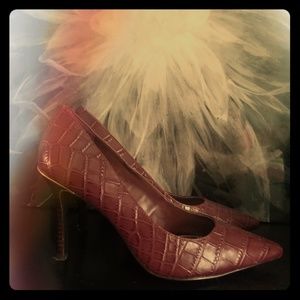 Crocodile Skin Imitation RL Pumps (maroon, 7)